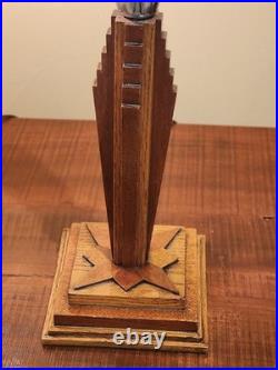 3 Piece Art Deco Skyscraper Bullet Torpedo Lamp Set Machine Age Frosted