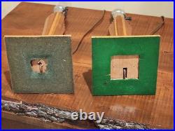 3 Piece Art Deco Skyscraper Bullet Torpedo Lamp Set Machine Age Frosted