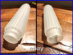 3 Piece Art Deco Skyscraper Bullet Torpedo Lamp Set Machine Age Frosted