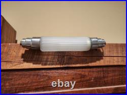 3 Piece Art Deco Skyscraper Bullet Torpedo Lamp Set Machine Age Frosted