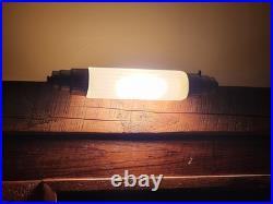 3 Piece Art Deco Skyscraper Bullet Torpedo Lamp Set Machine Age Frosted