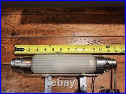 3 Piece Art Deco Skyscraper Bullet Torpedo Lamp Set Machine Age Frosted