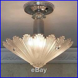 409b Vintage arT Deco Ceiling Light Lamp Fixture Glass Re-Wired 1 of 3