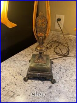 40s Rindsberger RMC Chicago Art Deco Twin Arm Table Lamp Green Gold Works Unique