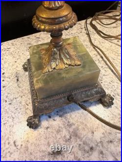 40s Rindsberger RMC Chicago Art Deco Twin Arm Table Lamp Green Gold Works Unique