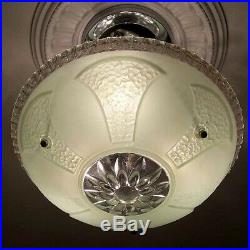 487 Vintage antique Glass Ceiling Light Lamp Fixture Chandelier art deco jadeite