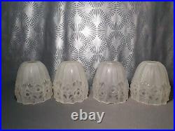 4 1920 1930 Art Deco Glass Tulips for Wall Applique Chandelier Lamp