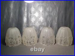 4 1920 1930 Art Deco Glass Tulips for Wall Applique Chandelier Lamp