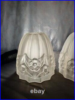 4 1920 1930 Art Deco Glass Tulips for Wall Applique Chandelier Lamp