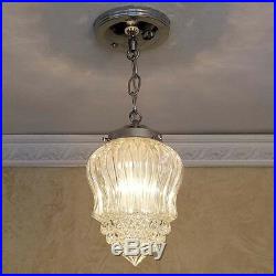 528b Vintage Antique arT Deco Ceiling Light Lamp Fixture Glass Hall Bath 1 of 2