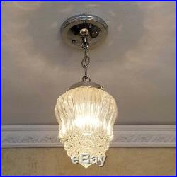 528b Vintage Antique arT Deco Ceiling Light Lamp Fixture Glass Hall Bath 1 of 2