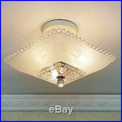 551p Vintage Hobnail 40s art deco Glass Ceiling Light Lamp antique white