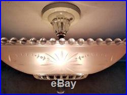 560p Vintage Hobnail 40s art deco Glass Ceiling Light Lamp antique pink