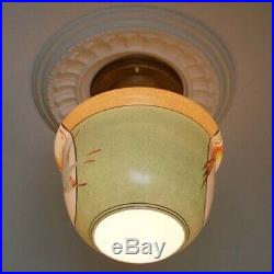 592 Vintage 40s aRT Deco Glass Ceiling Light Lamp Fixture antique porch bird