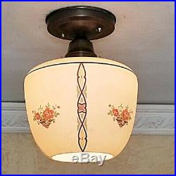 686b Vintage aRT Deco Glass Ceiling Light Lamp Fixture antique kitchen porch