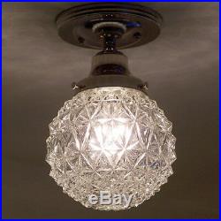 692 Vintage Antique arT Deco Ceiling Light Lamp Chrome Fixture Glass Hall Bath