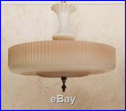 775b Vintage Antique arT DEco Ceiling Light Glass Lamp Fixture Chandelier