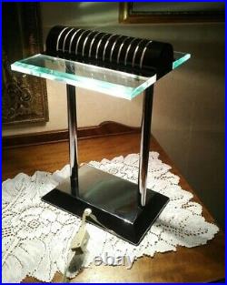 80's Vintage Art Deco Style Chrome Banker's Desk Lamp