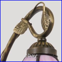 8'' Pink Floral Vine Tabletop Light, Tiffany Table Lamp, 3-color Dimmable, Glass