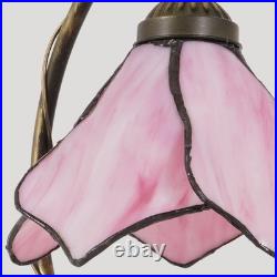 8'' Pink Floral Vine Tabletop Light, Tiffany Table Lamp, 3-color Dimmable, Glass