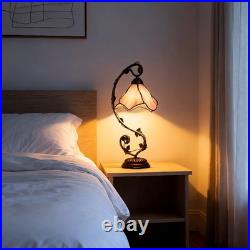 8'' Pink Floral Vine Tabletop Light, Tiffany Table Lamp, 3-color Dimmable, Glass