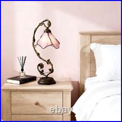 8'' Pink Floral Vine Tabletop Light, Tiffany Table Lamp, 3-color Dimmable, Glass