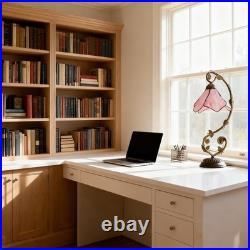 8'' Pink Floral Vine Tabletop Light, Tiffany Table Lamp, 3-color Dimmable, Glass