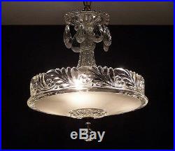 992 Vintage 30s 40s aRT DEco CEILING LIGHT CHANDELIER lamp fixture white 1of 2