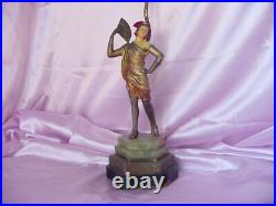ANTIQUE 1920s ART DECO COLD PAINTED METAL TANGO DANCER LADY FIGURE VINTAGE LAMP