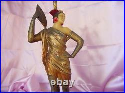 ANTIQUE 1920s ART DECO COLD PAINTED METAL TANGO DANCER LADY FIGURE VINTAGE LAMP