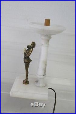 ANTIQUE 1920s SPELTER & ALABASTER ART DECO DESK LAMP. USED