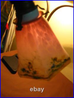 ANTIQUE ART DECO CAMEO ART GLASS PASTE PATE DE VERRE DESK TABLE LIGHT LAMP 1930s