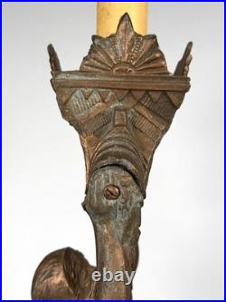 ANTIQUE ART DECO LA BELLE JOAN of ARC-SPELTER LAMP MISSING SHADES