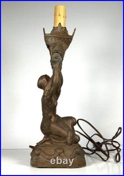 ANTIQUE ART DECO LA BELLE JOAN of ARC-SPELTER LAMP MISSING SHADES ANTIQUE ART DECO LA BELLE JOAN of ARC-SPELTER LAMP MISSING SHADES