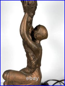 ANTIQUE ART DECO LA BELLE JOAN of ARC-SPELTER LAMP MISSING SHADES