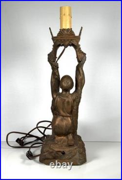 ANTIQUE ART DECO LA BELLE JOAN of ARC-SPELTER LAMP MISSING SHADES ANTIQUE ART DECO LA BELLE JOAN of ARC-SPELTER LAMP MISSING SHADES