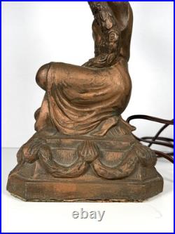 ANTIQUE ART DECO LA BELLE JOAN of ARC-SPELTER LAMP MISSING SHADES