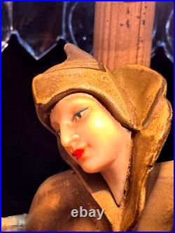 ANTIQUE Art Deco Dancing Pixie Lamp Gerado by J. B. Hirsch withglass Dome 13 H