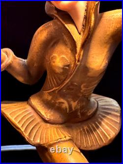 ANTIQUE Art Deco Dancing Pixie Lamp Gerado by J. B. Hirsch withglass Dome 13 H