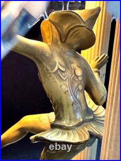 ANTIQUE Art Deco Dancing Pixie Lamp Gerado by J. B. Hirsch withglass Dome 13 H