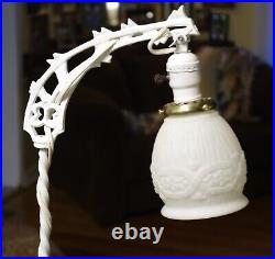 ANTIQUE CAST IRON BRIDGE FLOOR LAMP Deco Motif Choice of 2 Glass Shades