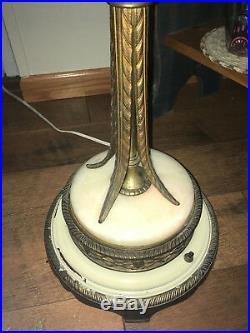 ANTIQUE MUTUAL SUNSET LAMP CO ART DECO TORCHIERE FLOOR LAMP withORIG PAPER SHADE