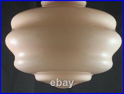 ANTIQUE PINK STEPPED ART DECO GLASS LIGHT LAMP SHADE VINTAGE 1920s