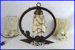 ART DECO 1930 Cast iron roses Table lamp