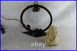 ART DECO 1930 Cast iron roses Table lamp