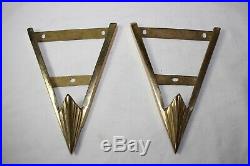 ART DECO 1930s STYLE PAIR WALL LAMP SCONCES SHADE GOLDEN BRASS AND GLASS