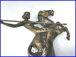 ART DECO 1930s WOMAN WARRIOR ON HORSE LAMP SILVERWARE PRODUCTS CANADA LTD works