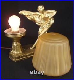 ART DECO BEEHIVE LAMP statue NUDE globe light ANTIQUE FRANKART 1920's