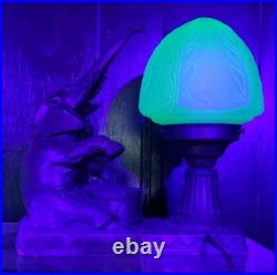 ART DECO Elephant Frankart/Spelter Lamp No 186 Uranium Shade Working