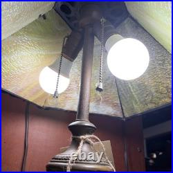 ART DECO GREEN SLAG GLASS LAMP Damage See Photos
